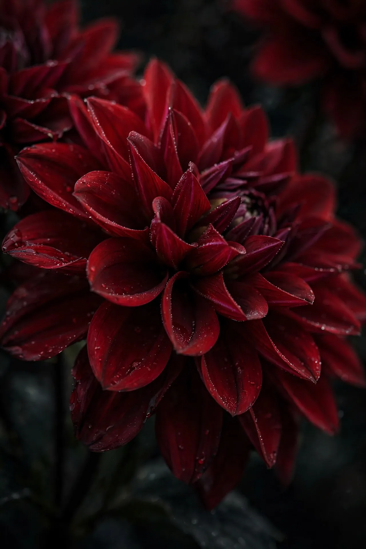 Close-up of deep red flowers